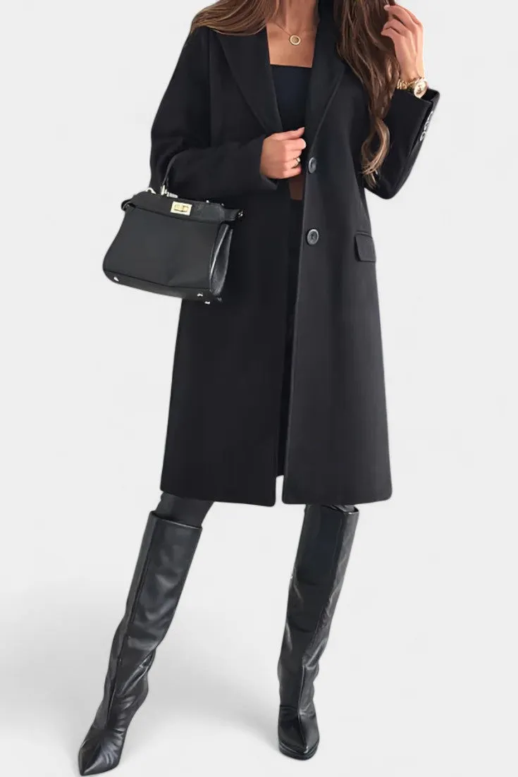Classic Single-Breasted Lapel Coat with Tailored Fit
