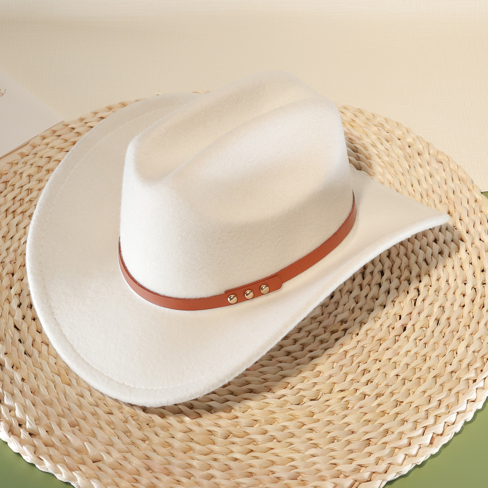 Round Rivet-Decorated Jazz-Style Western Cowboy Hat