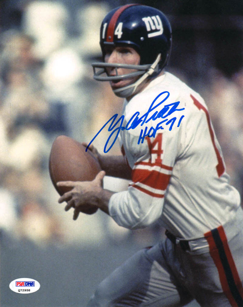 YA Y.A. Tittle SIGNED 8x10 Photo Poster painting + HOF 71 New York Giants PSA/DNA AUTOGRAPHED