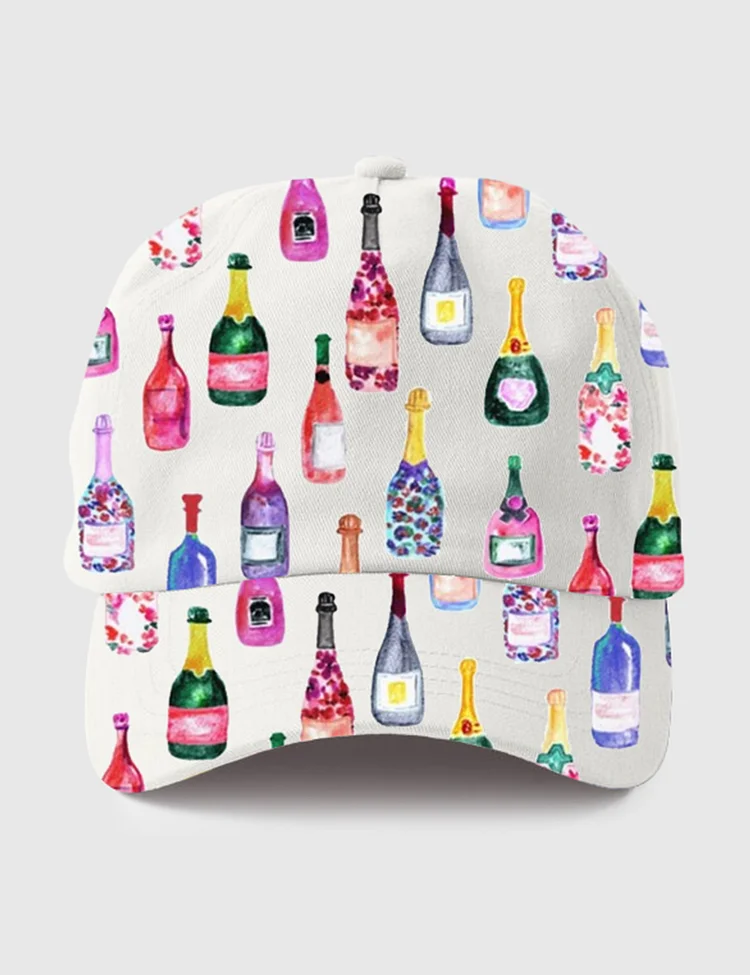 Champagne Bottles Watercolor Hot Pink Hat