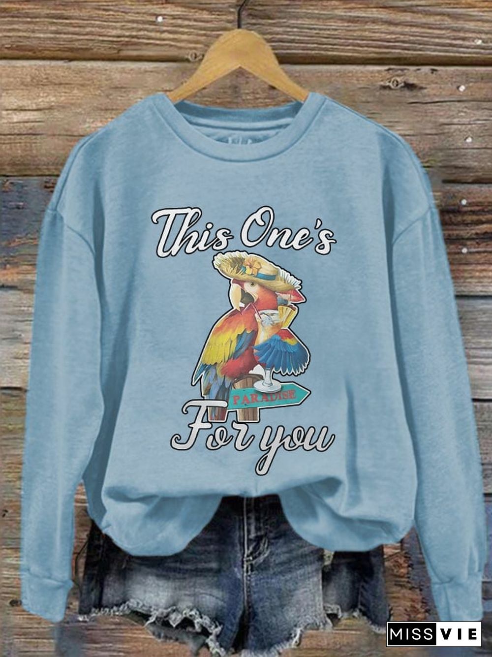 Women's This One's For You Tribute Jimmy Buffett Print Sweatshirt