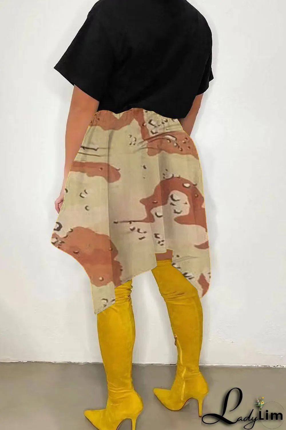 Pink Casual Street Print Camouflage Print Asymmetrical High Waist Type A Full Print Bottoms