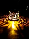 Solar Powered Metal Mandala Decorative Lamp Weatherproof Outdoor LED Deck Step Wall Lights Auto On/Off Hollow Out Retro Solar Lights for Garden Yard Patio Porch Decor