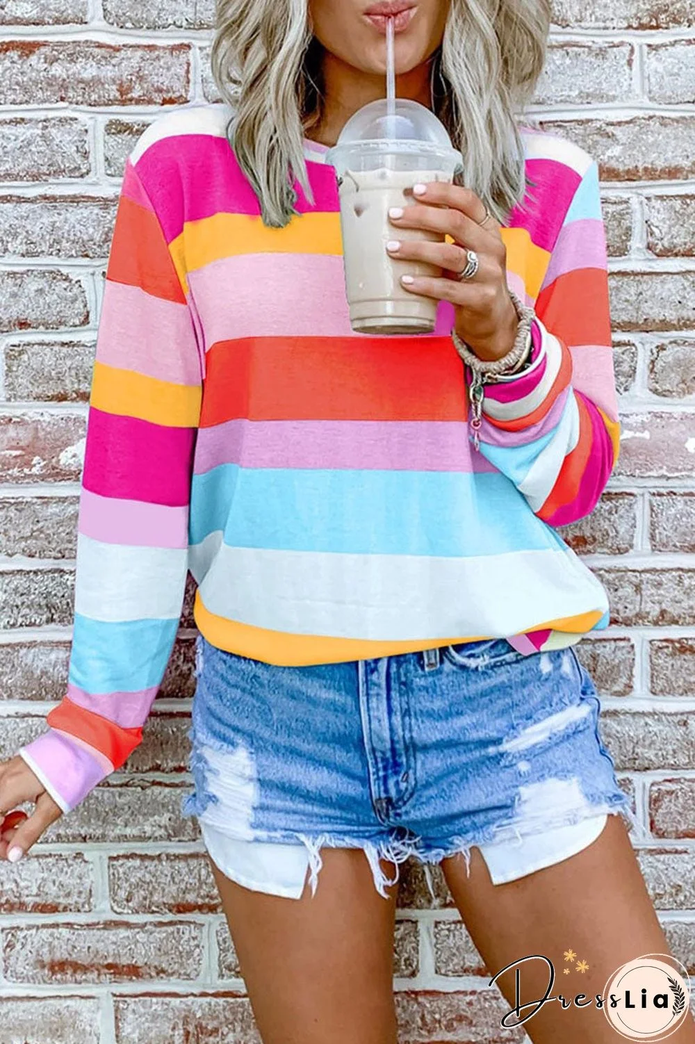 Rainbow Stripe Long Sleeve Top