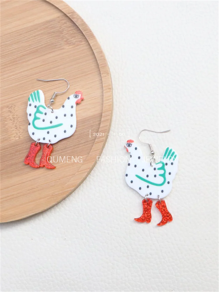 Comstylish Funny Chicken Acrylic Earrings