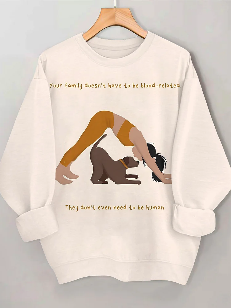 Women's Yoga Pose Dog Slogan Print Sweatshirt