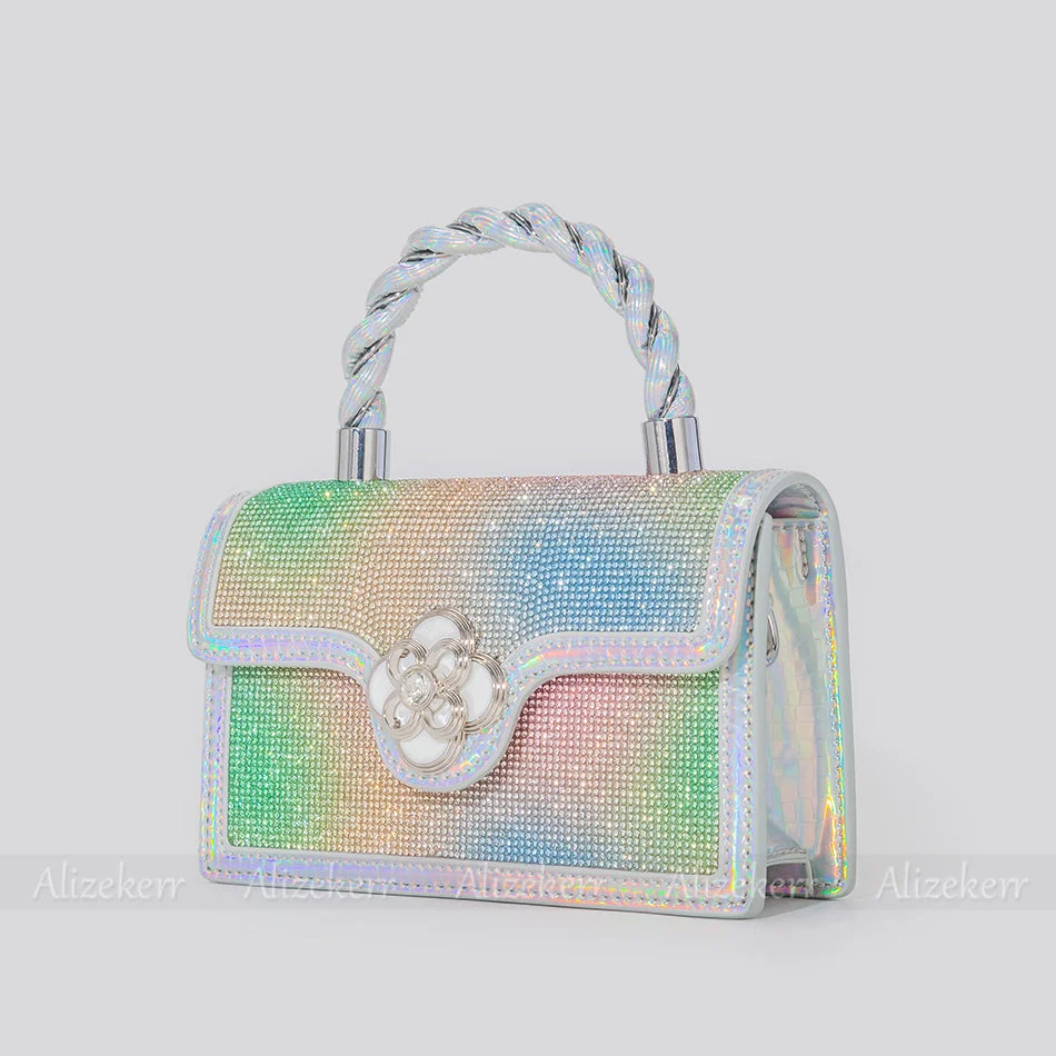 Plaid Rhinestone Crystal Shoulder Messenger Bags Boutique Clutch-VESSFUL