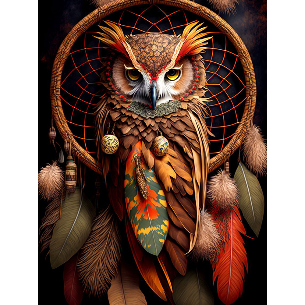 Owl Dream Catcher 30*40CM(Canvas) Full Round Drill Diamond Painting gbfke