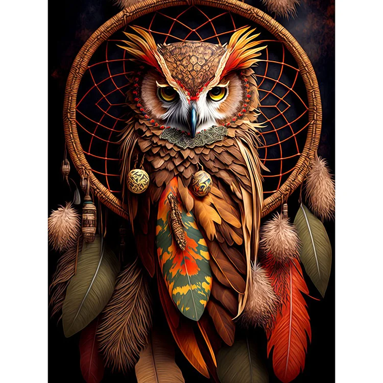 Rainbow Owl Dream Catcher – Diamond Painting
