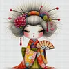 Cartoon Japanese Geisha-11CT Stamped Cross Stitch 40*40cm/15.75*15.75in