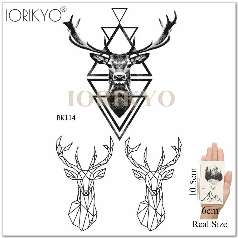 New Black Hummingbird Temporary Tattoo Stickers Women Arm Pencil Sketch Waterproof Tatoos Girls Forearm Birds Fake Tattoo Flower