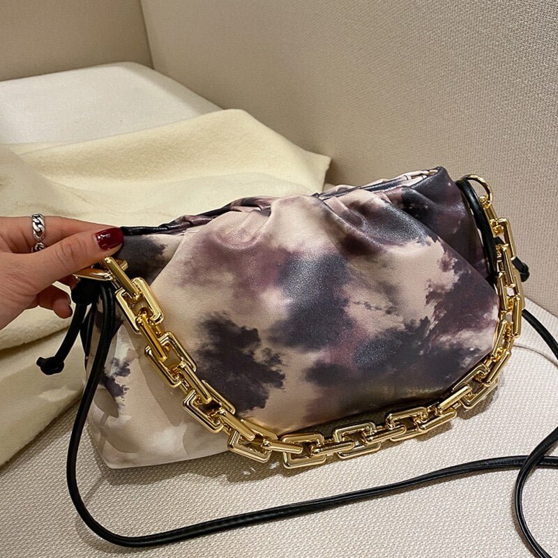 Solid Color Pleated Tote Bag 2022 Fashion New High-quality Soft Leather Women's Designer Handbag Travel Shoulder Bags Armpit Bag