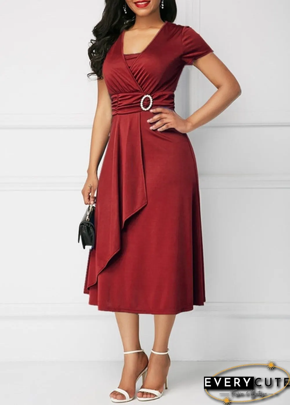 Best Selling Fashion Women's Chic Large Size Asymmetric Hem Evening Dress Mini Dress