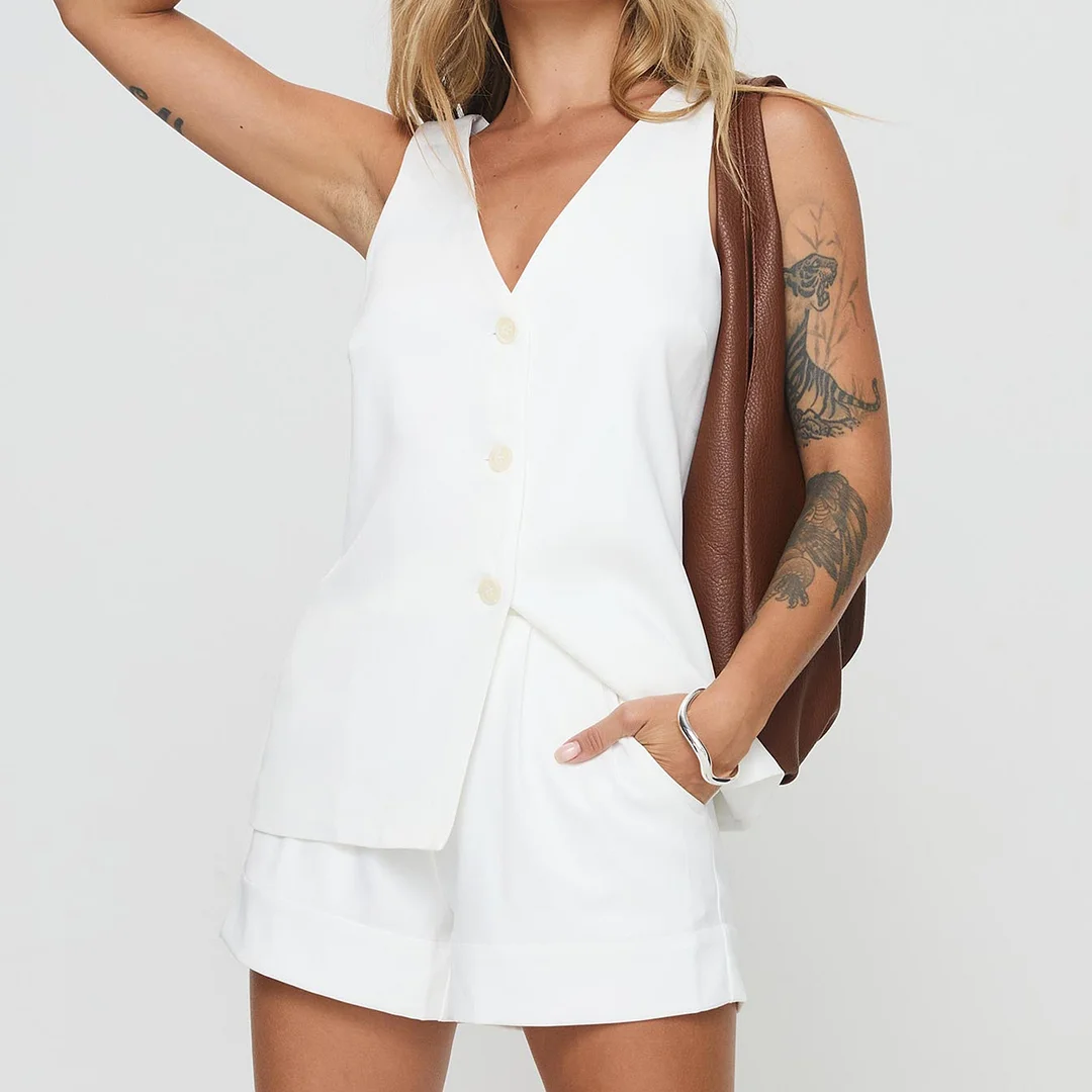 Trendy Cotton Women's Vest Shorts Comfortable Two-Piece Set