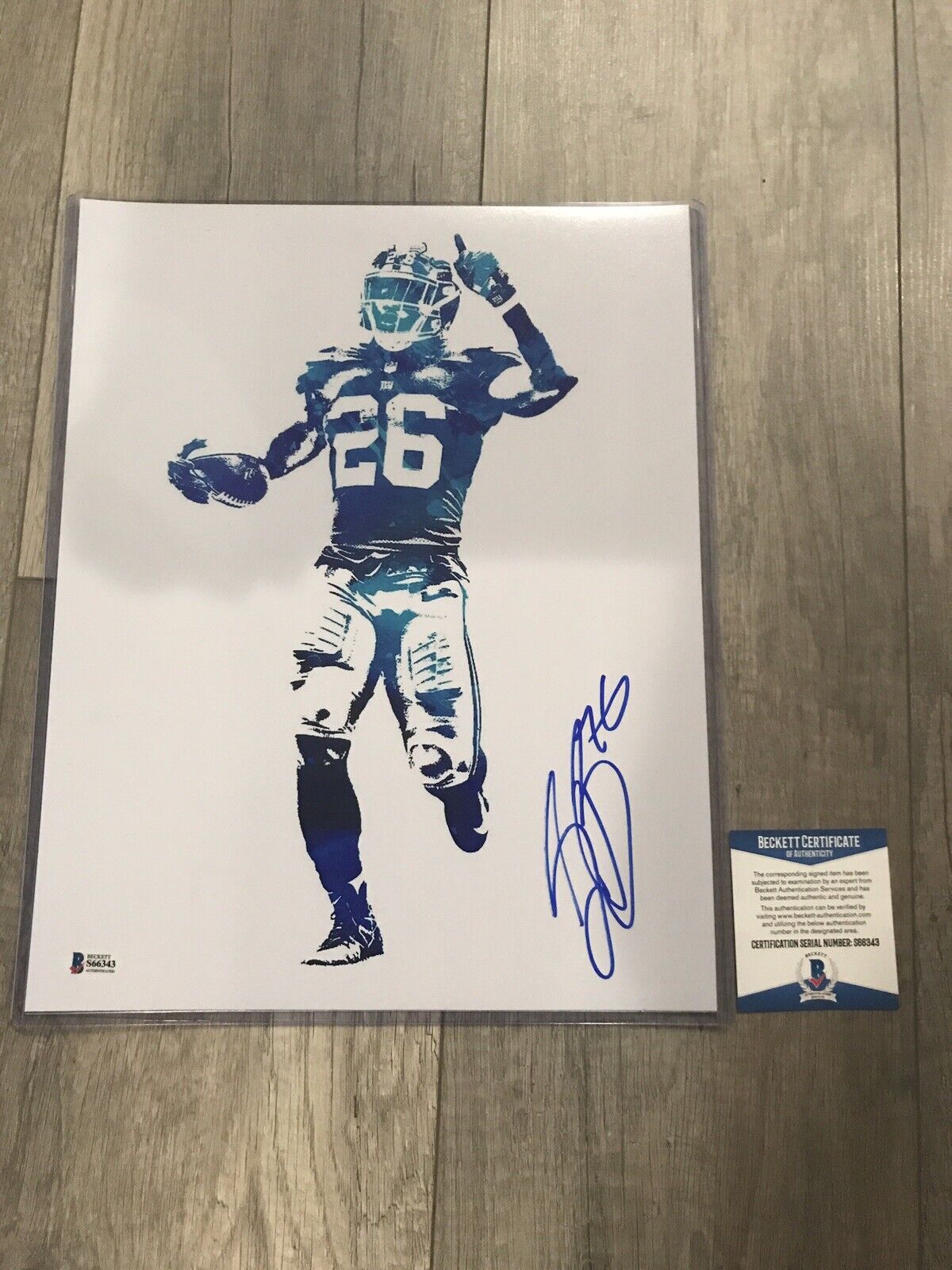 SAQUON BARKLEY Signed Autograph 11x14 Photo Poster painting New York Giants Beckett BAS Coa