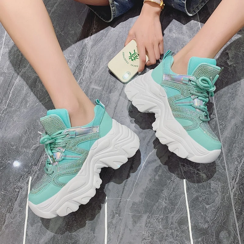 New Purple Sneakers Woman Shoes 2021 Fashion Breathable Designer Chunky Sneakers Women Casual Platforms Women's Vulcanized Shoes