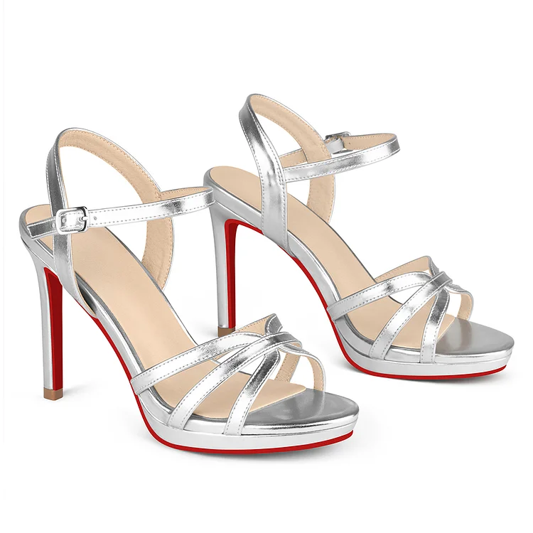 95mm Open Toe Platform Sandals Ankle Strap High Heel Matte Red Bottom Summer Wedding Shoes VOCOSI VOCOSI