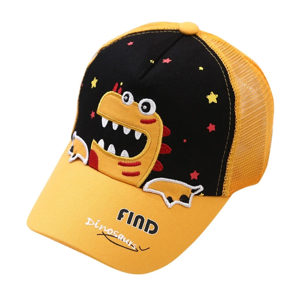 Children's Dinosaur Embroidered Cap Fashion Anime Baseball Cap Peaked Hat Baby Boys Girls Adjustable Baseball Caps Mesh Hats