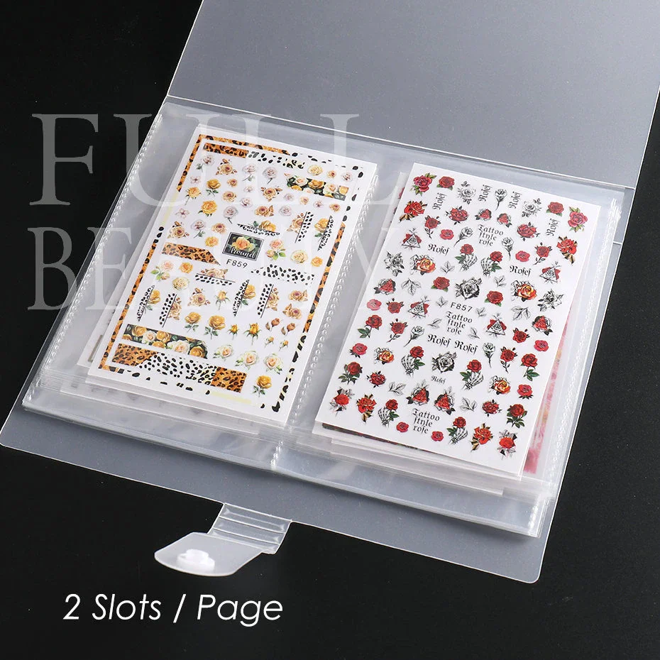 Churchf Slots Nail Stickers Organizer Decals Étagères Storage Book Photo Album Card Holder Shelf Nails Art Accessories Tool BE2010-Nail Inspo