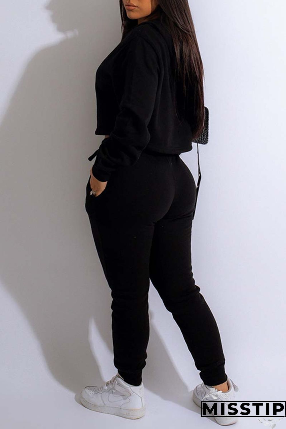 Blue Casual Solid Basic Hooded Collar Long Sleeve Two Pieces