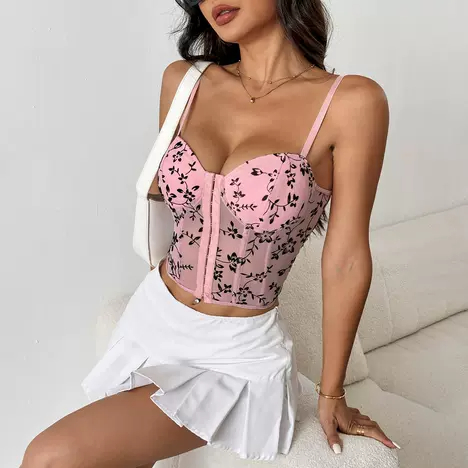 Lovingerie - Low-Cut See-through Sling Stitching Mesh Fishbone Girdle Short