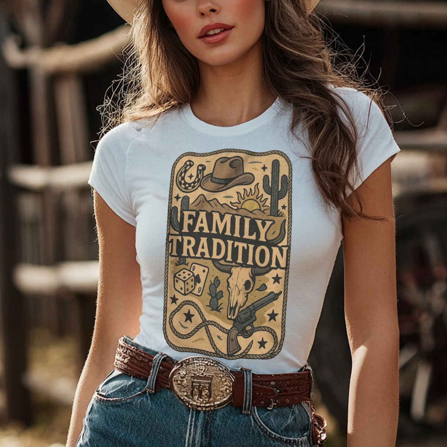 Women's Vintage Family Tradition Western Style T-Shirt