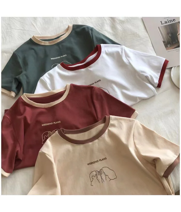 Brownm Brownm Slim Short-Sleeved T-Shirt Women 2024 Summer New Bottom Shirt Students Casual Korean Version Jacket Women's Wear