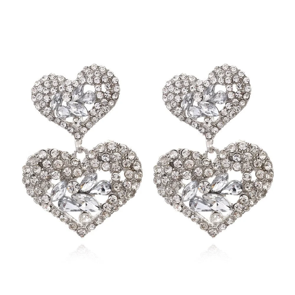 Dvacaman 2020 New Fashion Personality Glass Stones Ear Cuff Tassel Earrings for Women Rhinestone Ear Cuff Wrap Stud Clip Earring