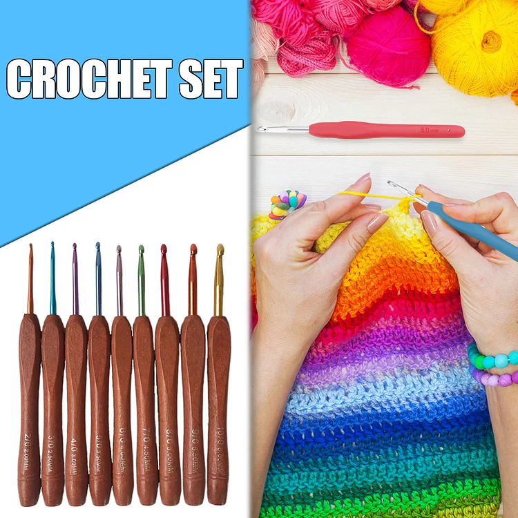 Crochet hooks needles 6pcs set 2.5, 3, 3.5, 4, 4.5, 5mm hook yarn Knitting