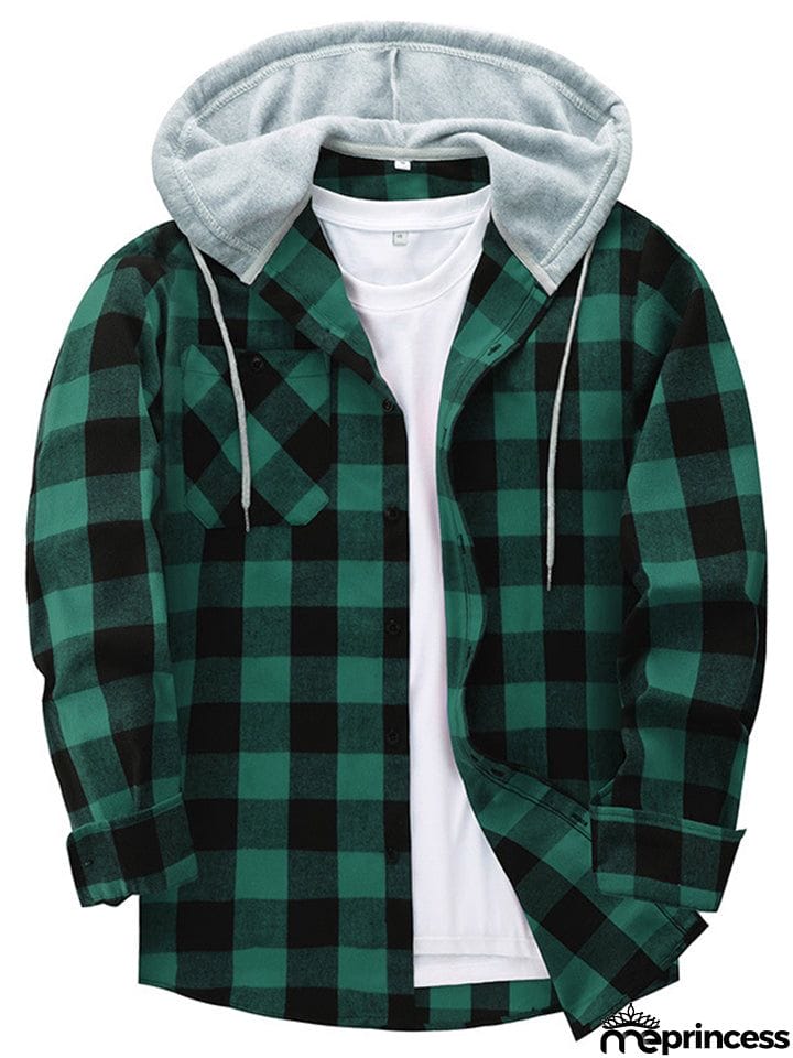 Spring Autumn Men's Trendy Plaid Hoodies