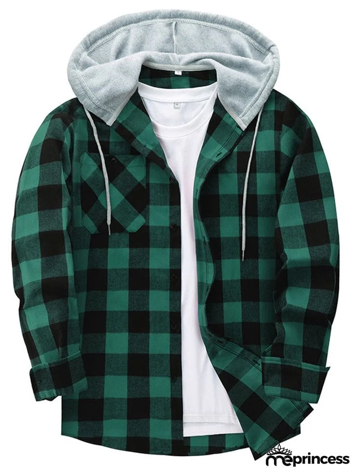 Spring Autumn Men's Trendy Plaid Hoodies