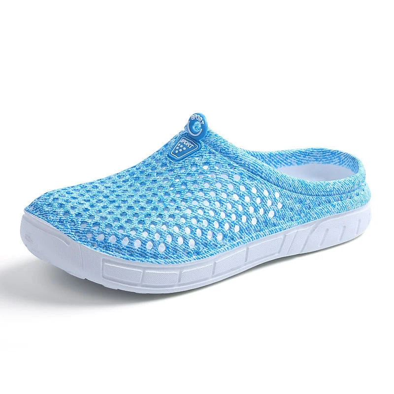 Summer Cool Slippers Net Cloth New Bird's Nest Hole Beach Shoes Shoes Large Size Non-Sliding Lazy Half Slippers