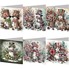 (US Only)6PCS DIY Snowman Diamond Art Greeting Cards Congratulations Cards & Gifts