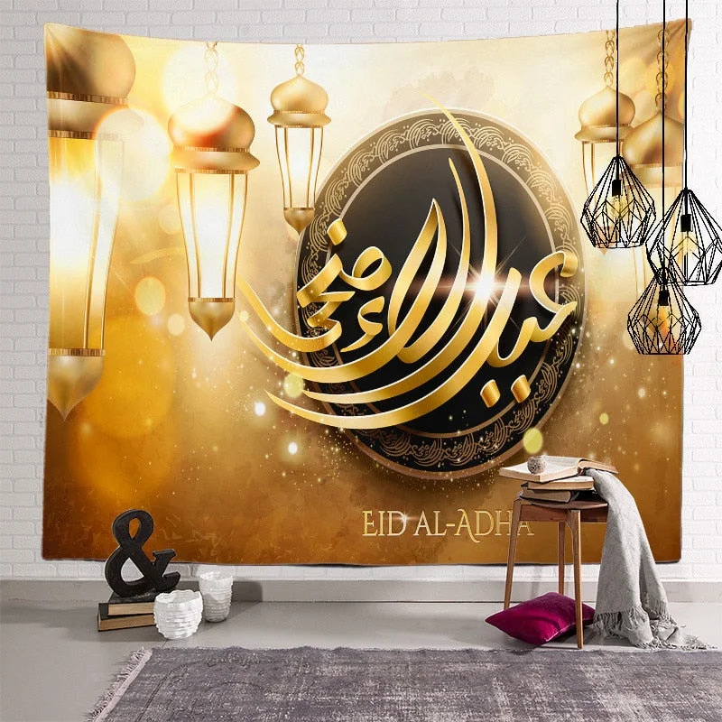 2021 Ramadan Decorations Home Tapestry Moon Star Eid Mubarak Wall Hanging Tapestries Decor Living Room Bedroom Background Decor