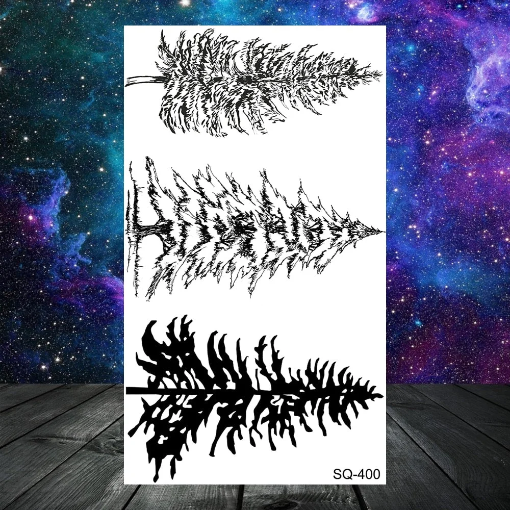 Black Geometric Whale Temporary Tattoos For Women Adult Kids Mountain Sea Forest Dandelion Fake Tattoo Neck Arm Hand Small Tatoo