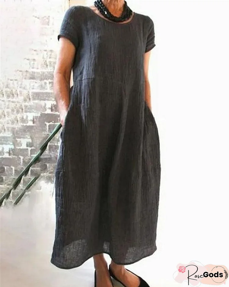 Loose Style Linen Maxi Dress