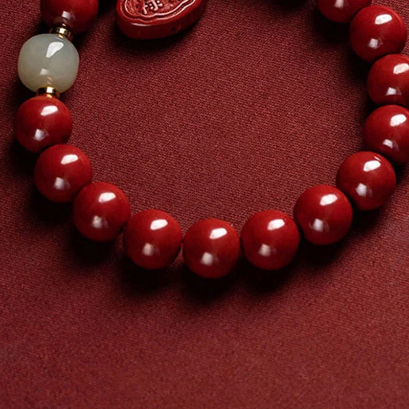 Cinnabar Jade Healing Protection Charm Bracelet