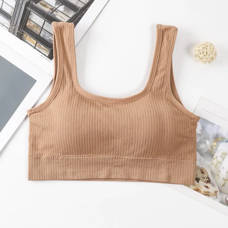 Women Tank Tops Streetwear Push Up Cropped Top for Female Lounge Solid Color Casual Sexy Lingerie Fashion Wirefree Camisole