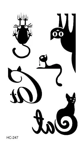 Free Shipping Classic Black Tattoo Waterfproof Fake Temporary Tattoo Sticker Body Cat Star Infinity Bird Small Tattoo 10.5x6cm