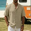 Men's Vacation Surfing Linen Stand-Collar Shirt by Inlyline