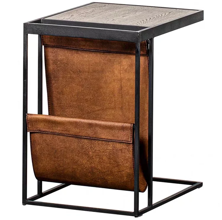 Cowhide Leather Magazine Holder Table for sale