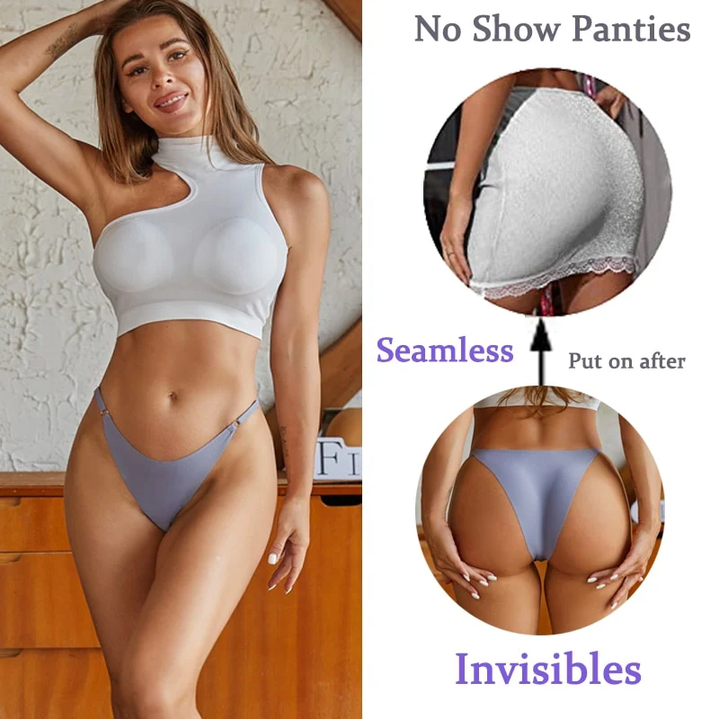 Billionm Women Sexy Ice Silk Panties Seamless Brazilian Panty Adjustable Waist Bikini Underwear Female Low Waist Soft Intimates Lingerie