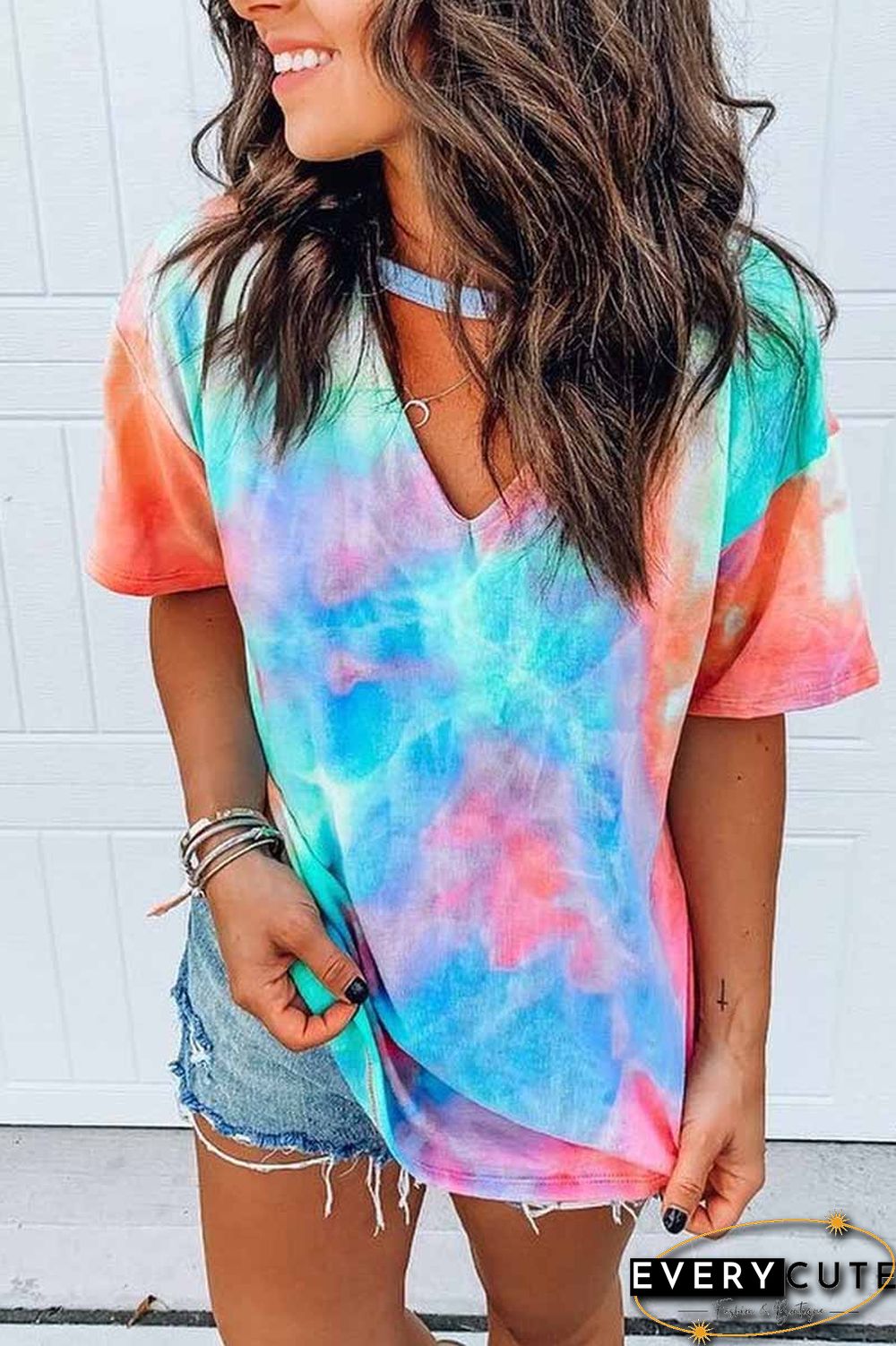Round Neck Tie-dye Loose T-shirt
