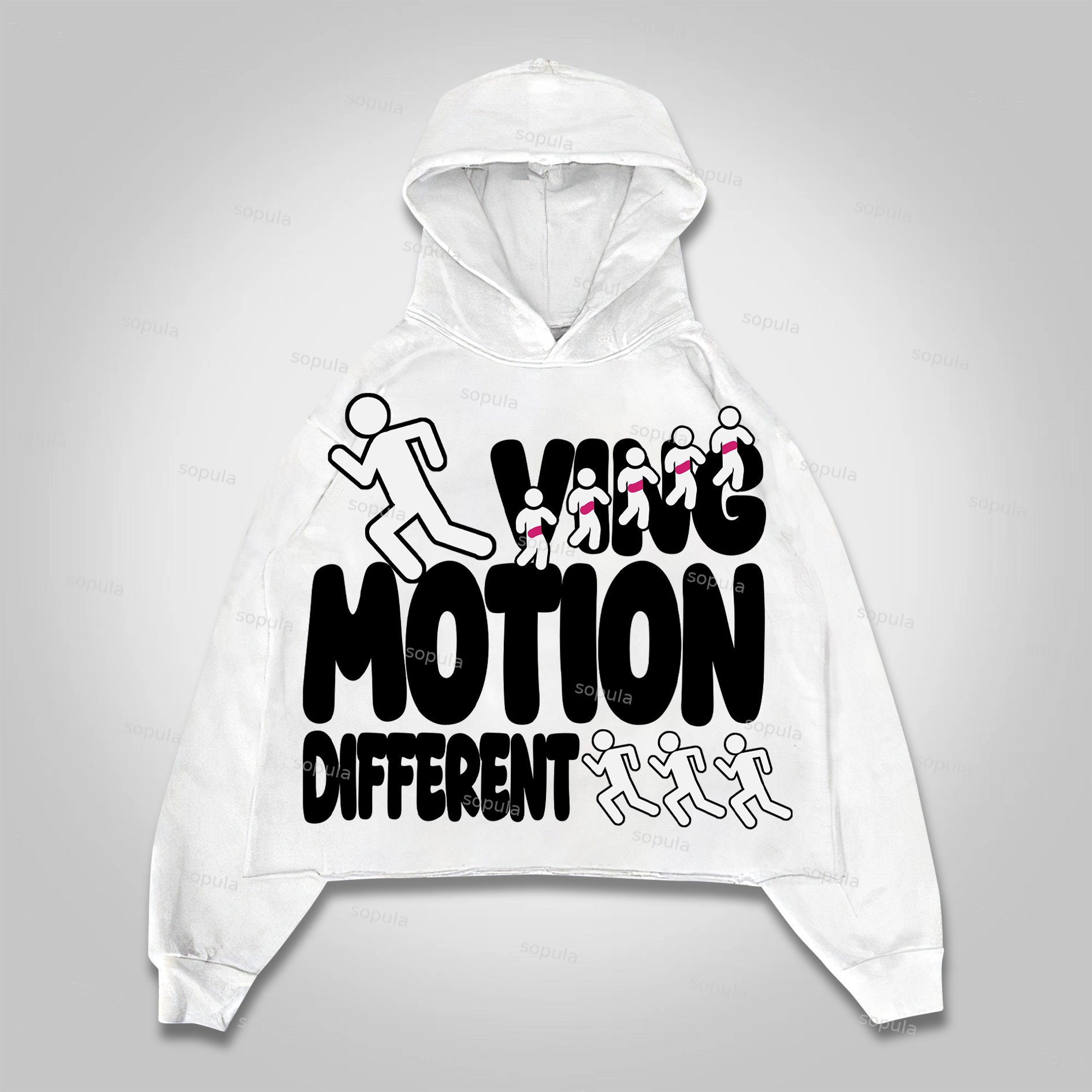 Vintage Motion Different Graphic Cropped Hoodie - SOPULA