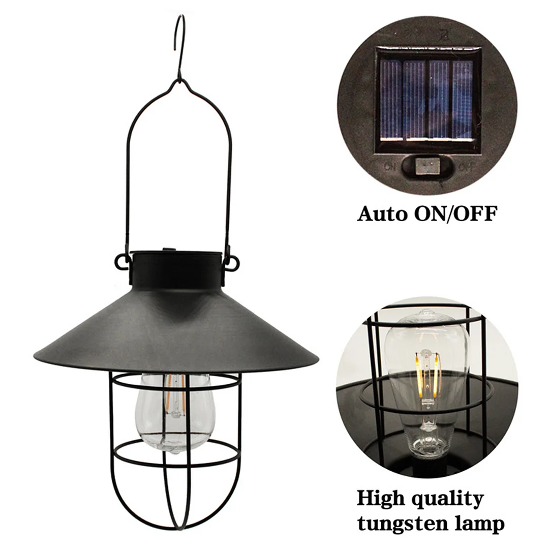 Hanging Solar Lanterns, Waterproof LED Solar Light with Tungsten Bulb (1)