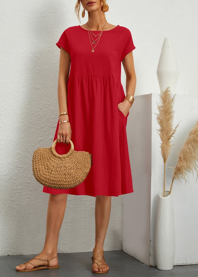 Solid Round Neck Dress