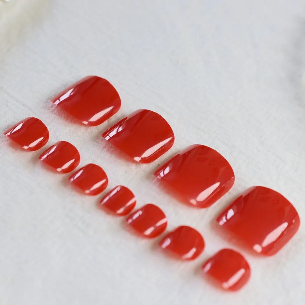 Sexy Hot Red Show Your Toes Colorful Carnival Style Candy Black False Toes Toenails 20 Color #156t
