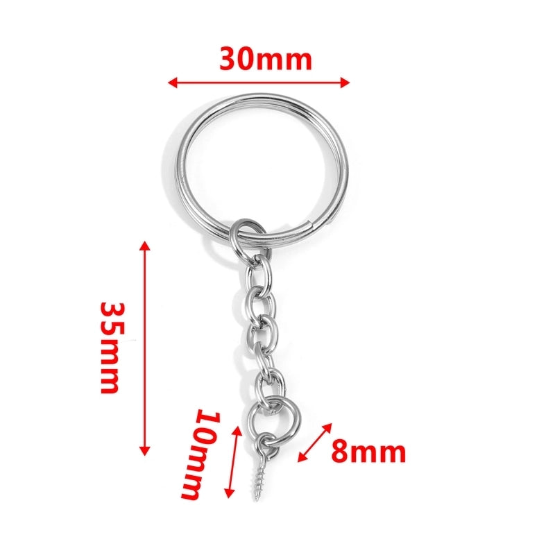 5 PCS/Package 25*35mm 30*35mm Stainless Steel Solid Color Polished Keychain Accessories
