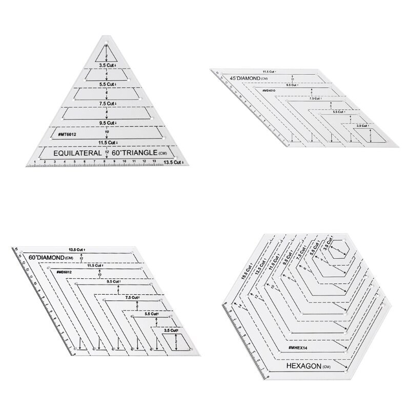 Transparent Quilting Sewing Patchwork Ruler Measuring Template Hexagon