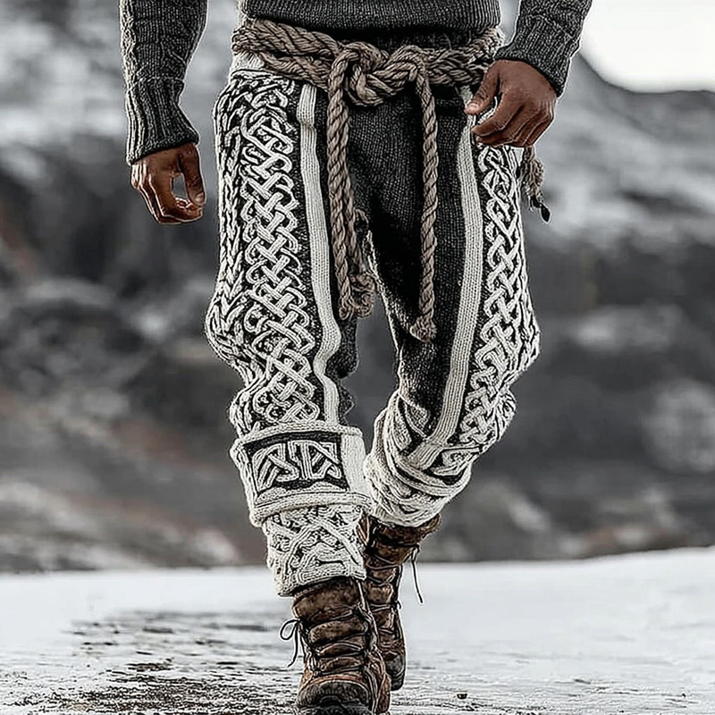 Men's Viking Tribal Celtic Pattern Art Knit Pants  artssus
